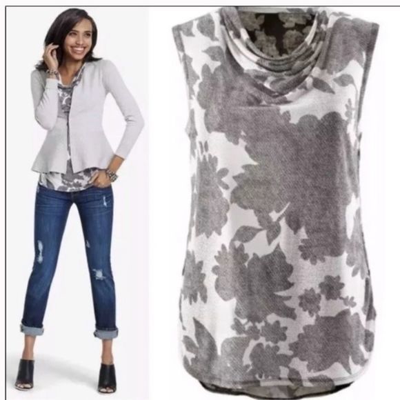 Cabi Tango Cowl Neck Sleeveless Top Floral 3057 - Picture 12 of 13